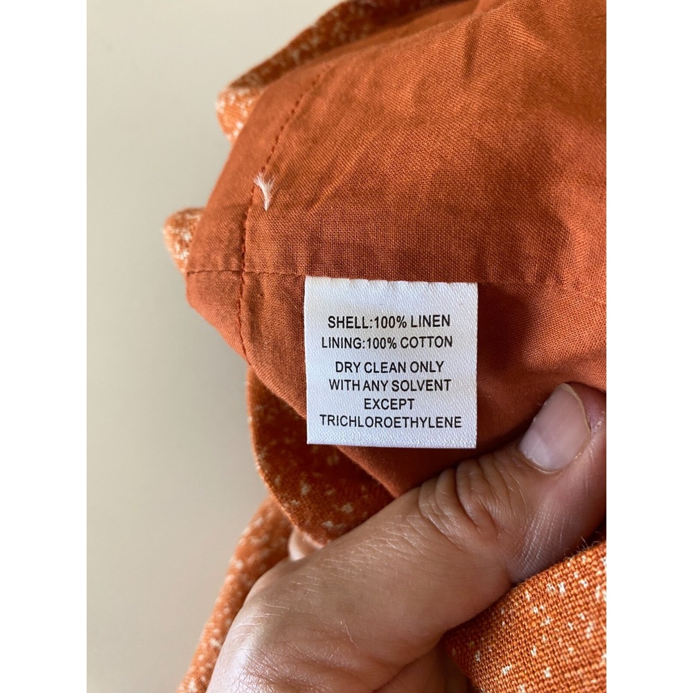 Peruvian Connection linen blend orange strapless mini dress Sz 14 Pockets - Picture 7 of 11
